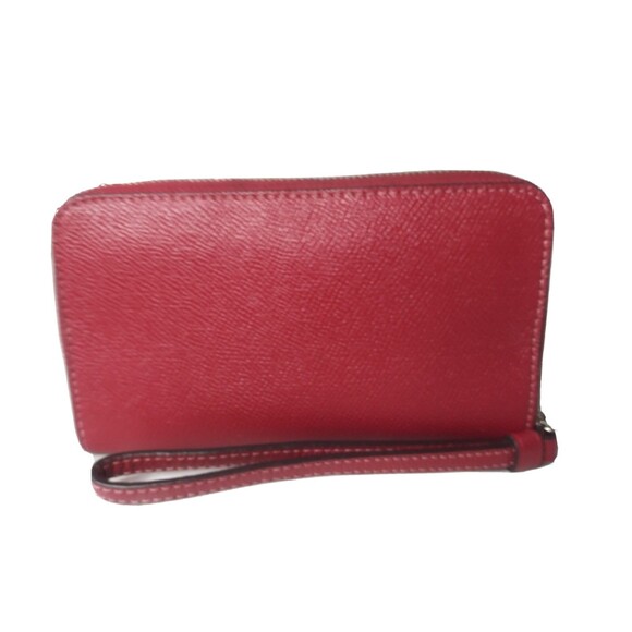 Coach Cross-grain Leather Wallet Wristlet Maroon Red F58053 - Picture 2 of 7